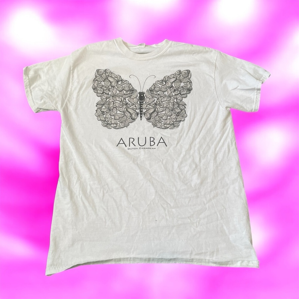 VINTAGE White Aruba Butterfly Tee
